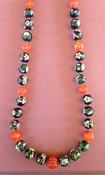 boho style beaded with multi colour stones Spectacle chain central Millefiori stones and Japanese seed beads